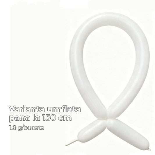 Baloane de Modelaj, Set 50 Bucati, Latex Premium Flexibil pentru Figurine, Extensibile pana la 150 cm, 1.8 g, Alb