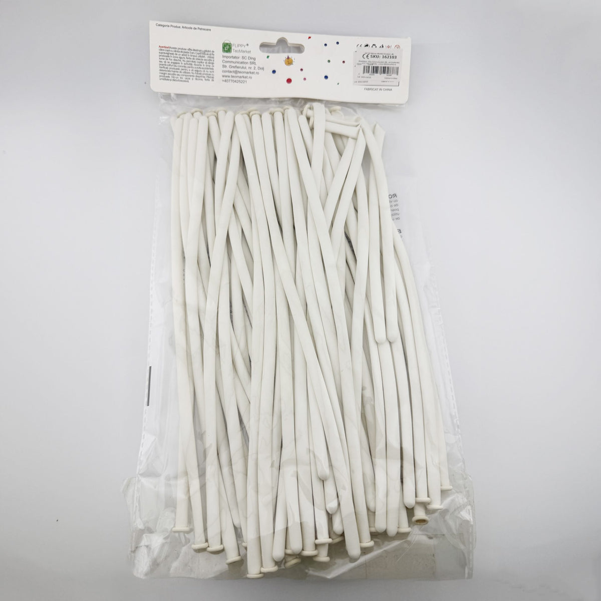 Baloane de Modelaj, Set 50 Bucati, Latex Premium Flexibil pentru Figurine, Extensibile pana la 150 cm, 1.8 g, Alb