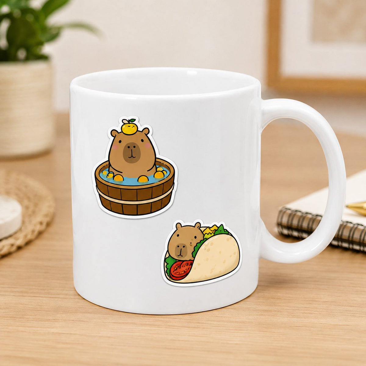 Stickere Decorative Capybara Kawaii, Impermeabile, Vinil, 50 Bucati, Multicolor, 5.27 x 5.42 cm