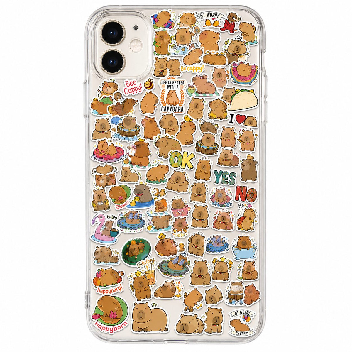 Stickere Decorative Capybara Kawaii, Impermeabile, Vinil, 50 Bucati, Multicolor, 5.27 x 5.42 cm