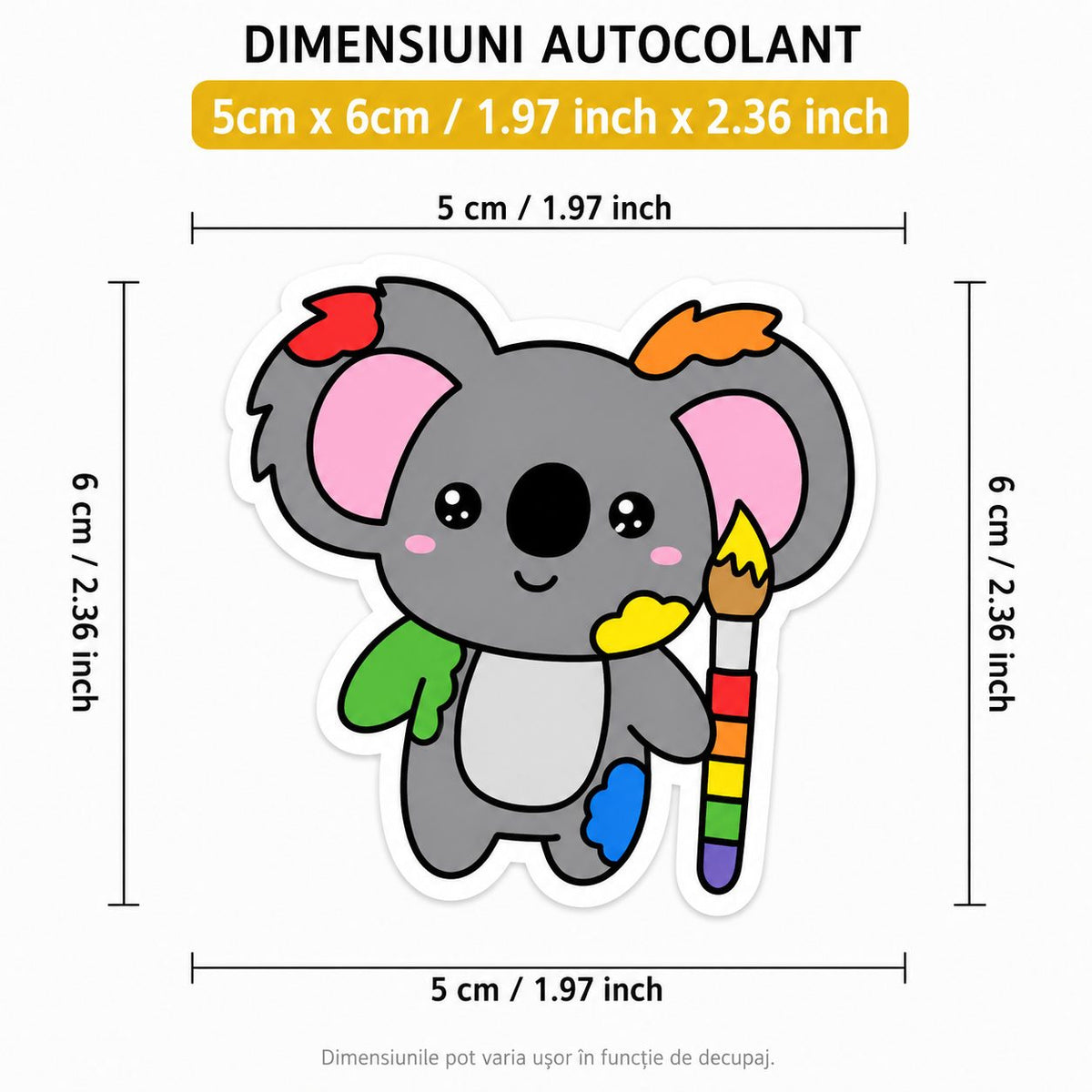 Set Stickere Decorative, Design Kawaii Si Mesaje Motivationale, PVC Autoadeziv, 50 Bucati, Multicolor