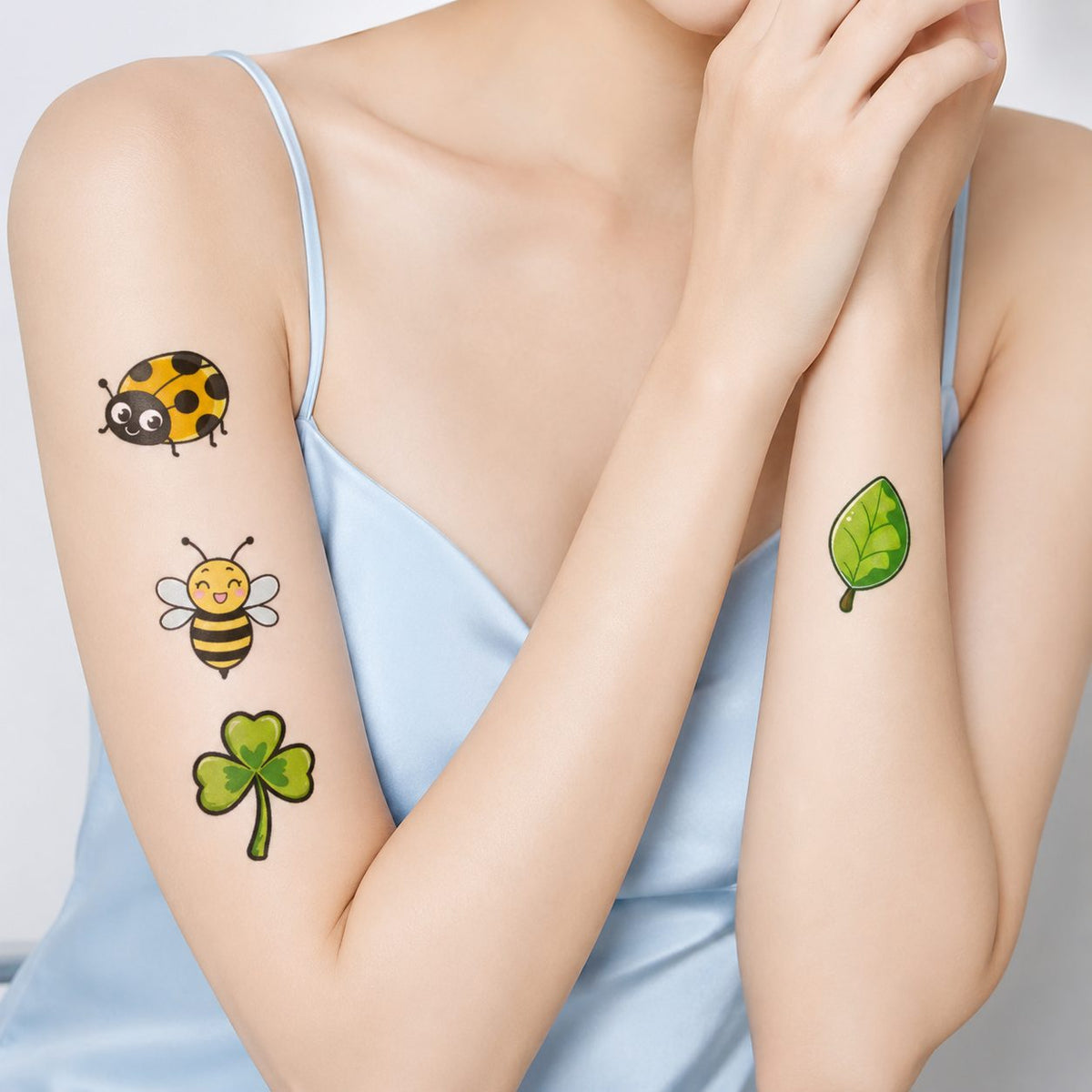 Set Tatuaje Temporare pentru Copii, Modele Cartoon Insecte si Natura, Rezistente la Apa, Hartie Speciala, 12 x 6.8 cm, Multicolor