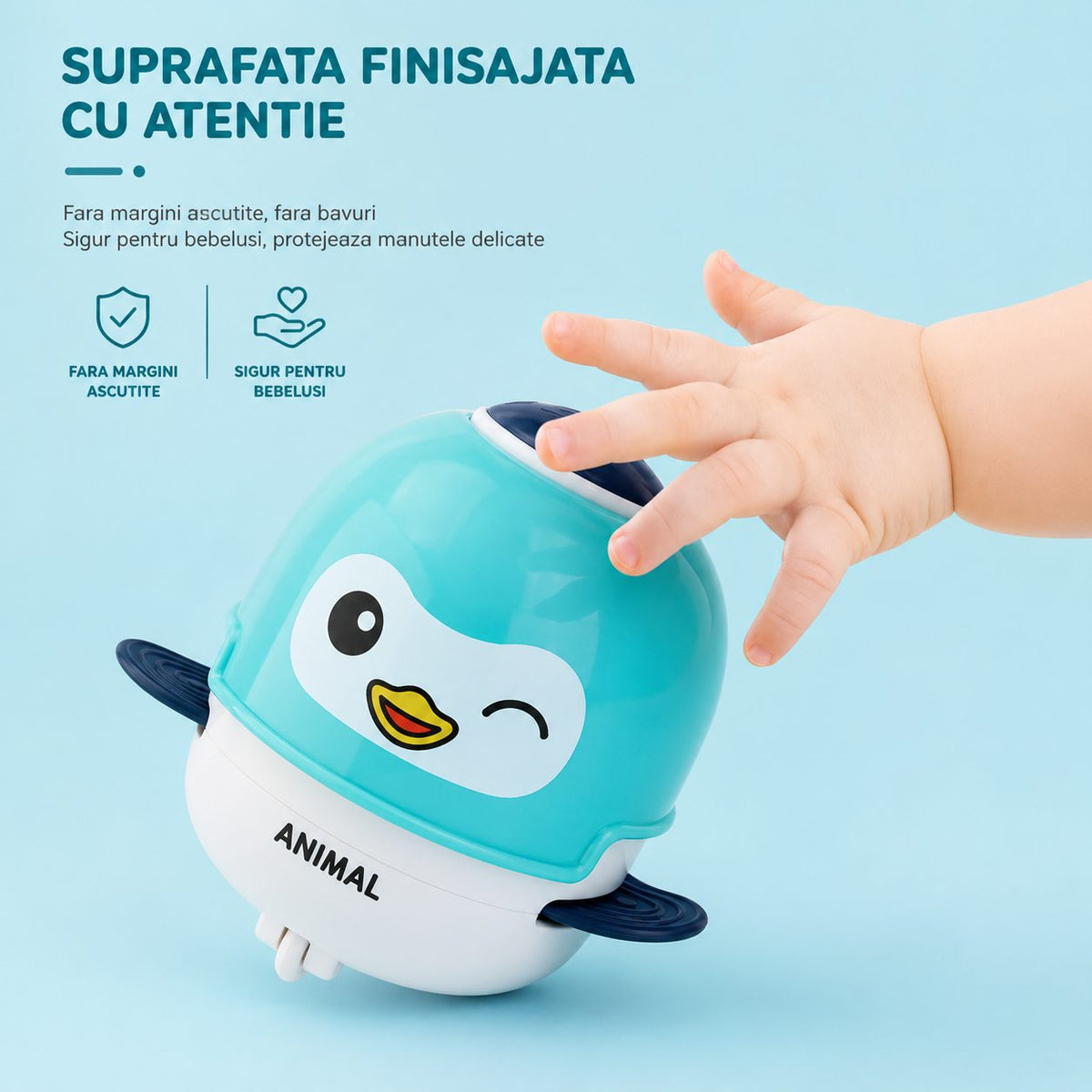 Jucarie Interactiva Robot Bufnita, Cu Sunete, Lumini Si Aripioare Mobile, Plastic ABS, Turcoaz, Pentru Copii 3 Ani+
