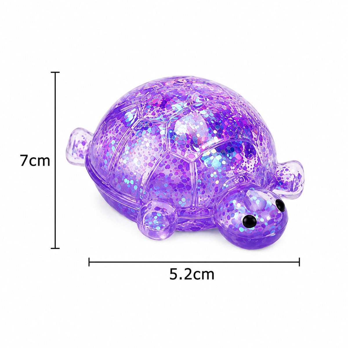 Sugar Squeezy Toy, Jucarie Antistres Squishy, Model Testoasa cu Sclipici, Cauciuc Siliconic, Set 12 Bucati, Multicolor, 7 x 5.2 cm