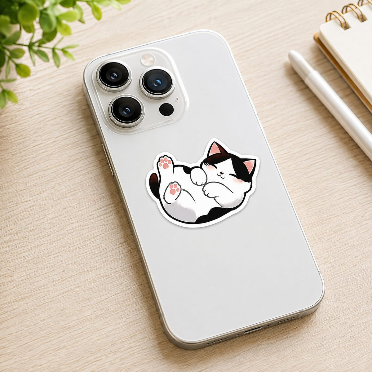 Stickere Decorative Pisici Kawaii, Impermeabile, Hartie Autoadeziva, Multicolor, Set 50 Bucati, 5.27 x 5.46 cm