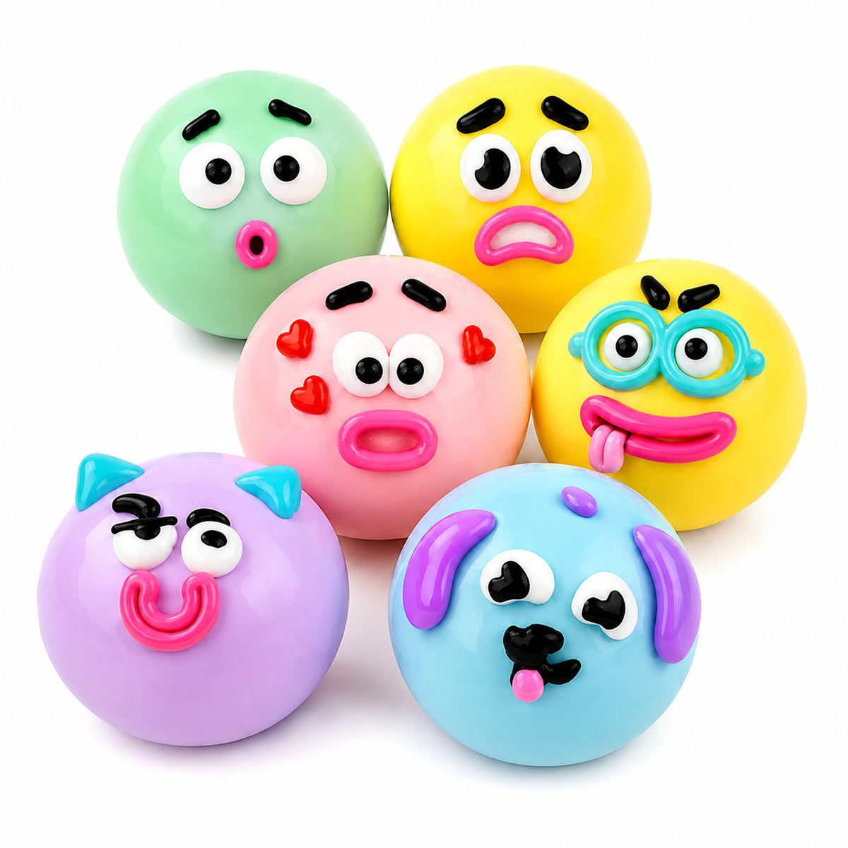 Jucarie Antistres Squishy, Model Fete Amuzante, Forma Rotunda, Termoplastic, Culoare Aleatorie, 1 Bucata