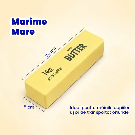 Jucarie Antistres Squishy, Model Butter Block Tip Needoh, Revenire Lenta, Spuma Moale, 400 g, 24 x 5 cm, Galben