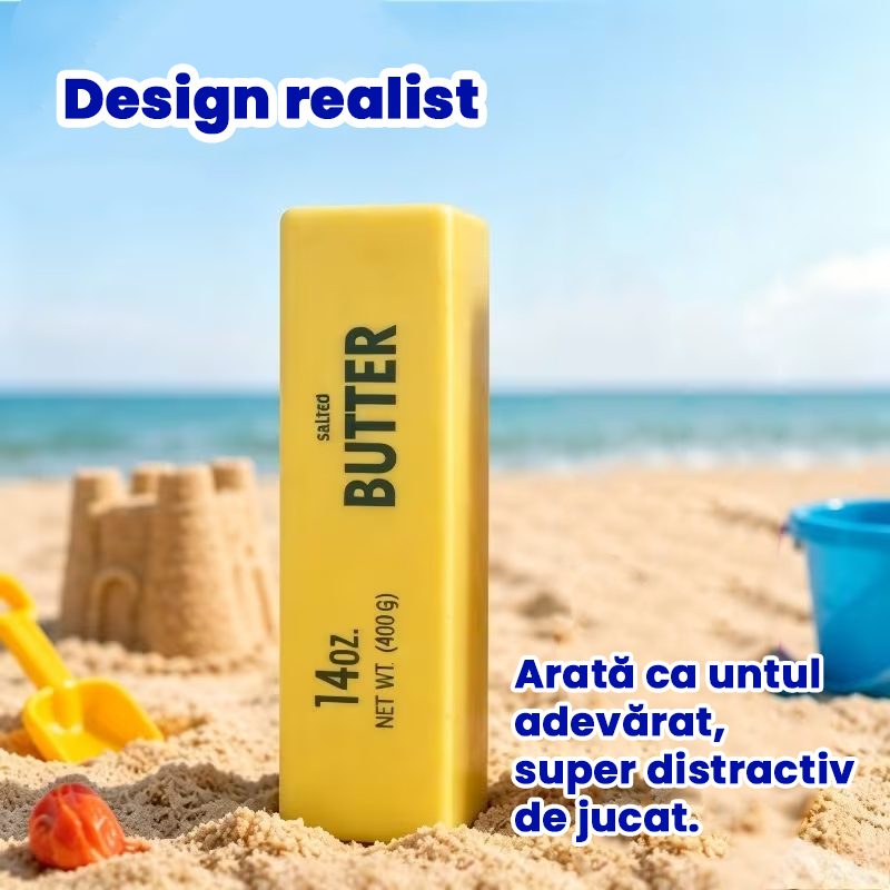 Jucarie Antistres Squishy, Model Butter Block Tip Needoh, Revenire Lenta, Spuma Moale, 400 g, 24 x 5 cm, Galben