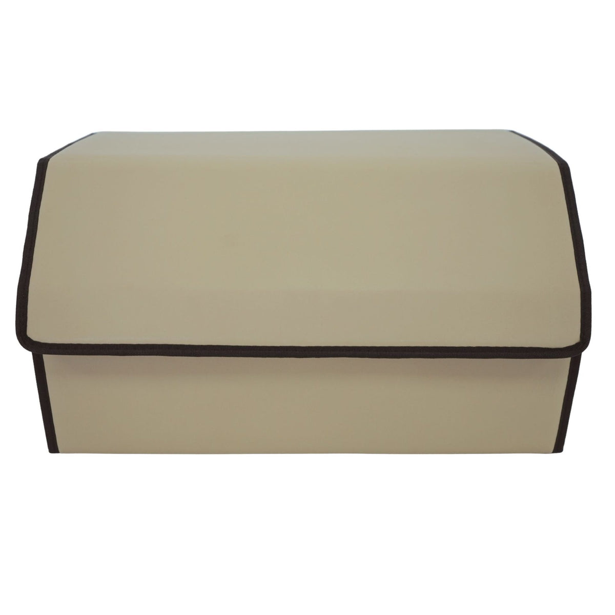 Organizator Portbagaj Auto Premium, Geanta Depozitare Pliabila cu Capac, Piele Ecologica Impermeabila, 2 Compartimente, Bej, 55 x 30 x 30 cm