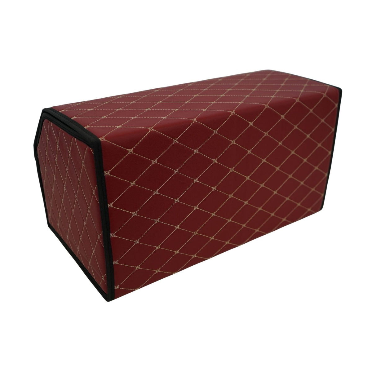 Organizator Portbagaj Auto Premium, Geanta Depozitare Pliabila cu Capac, Impermeabil si Rezistent la Uzura, Piele Ecologica, 2 Compartimente, Bordo, 55 x 30 x 30 cm