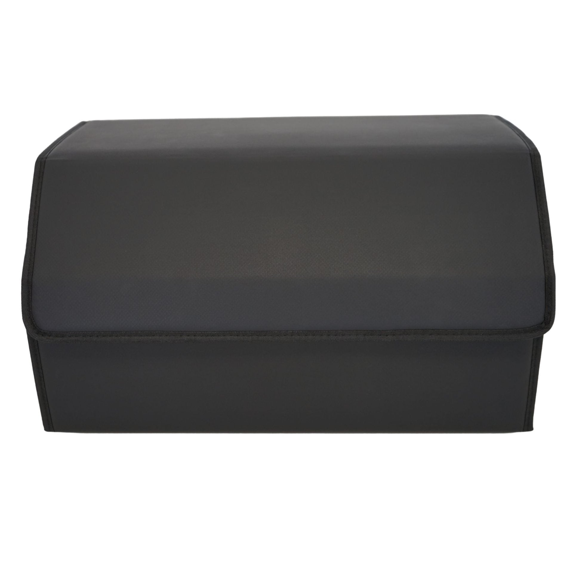 Organizator Portbagaj Auto Premium, Geanta Depozitare cu Capac, Pliabil si Impermeabil, Piele Ecologica PU, 2 Compartimente, Negru, 55 x 30 x 30 cm
