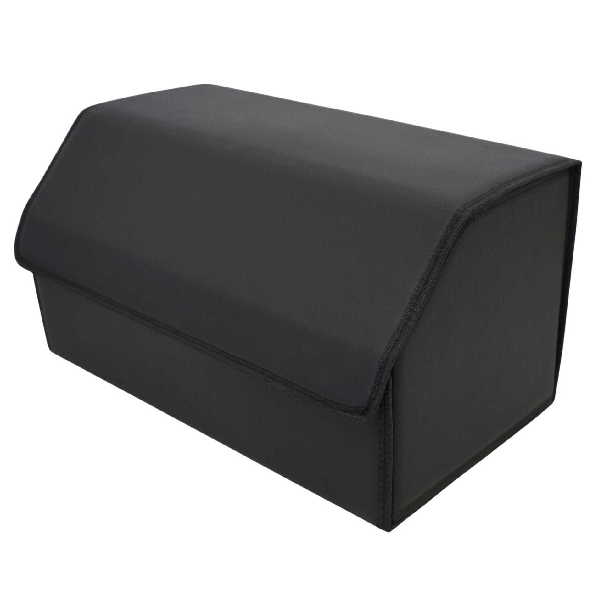Organizator Portbagaj Auto Premium, Geanta Depozitare cu Capac, Pliabil si Impermeabil, Piele Ecologica PU, 2 Compartimente, Negru, 55 x 30 x 30 cm