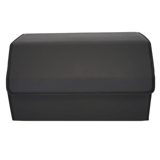 Organizator Portbagaj Auto Premium, Geanta Depozitare cu Capac, Pliabil si Impermeabil, Piele Ecologica PU, 2 Compartimente, Negru, 55 x 30 x 30 cm