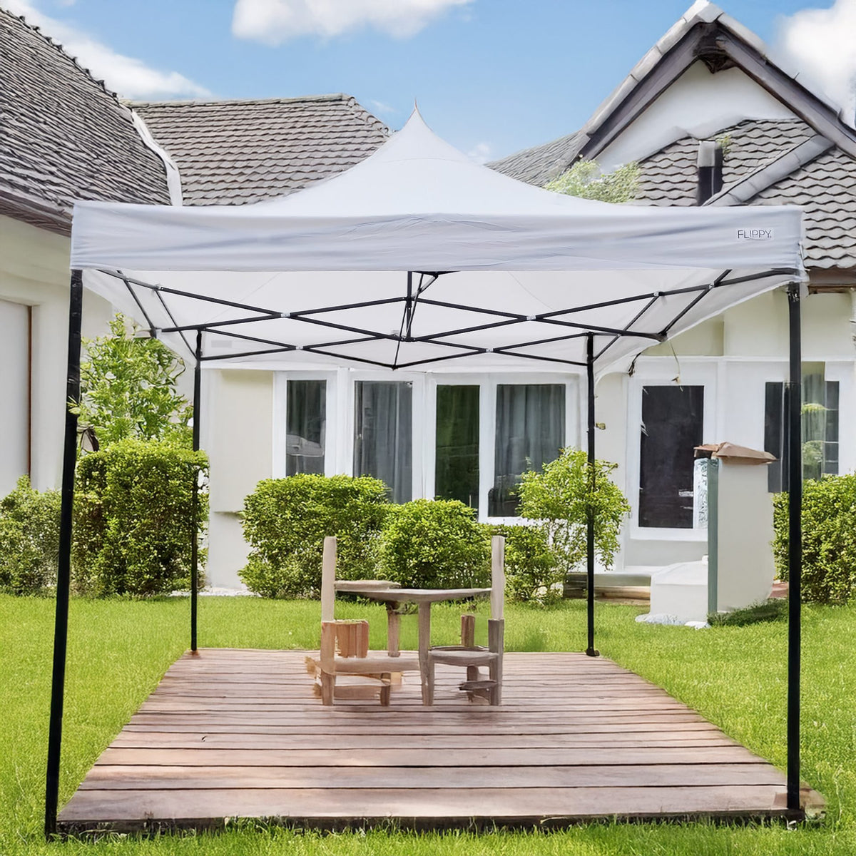 Cort Pavilion Pliabil 3x3m, Cadru Metalic Ranforsat, Inaltime Ajustabila, Acoperis Impermeabil Polyester Oxford 420D 185 g/mp, Gradina si Evenimente, Alb