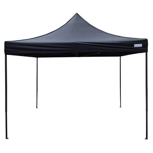 Cort Pavilion Pliabil 3x3m, Cadru Metalic Ranforsat Reglabil, Acoperis Impermeabil Poliester Oxford 420D, 185 g/m, Negru