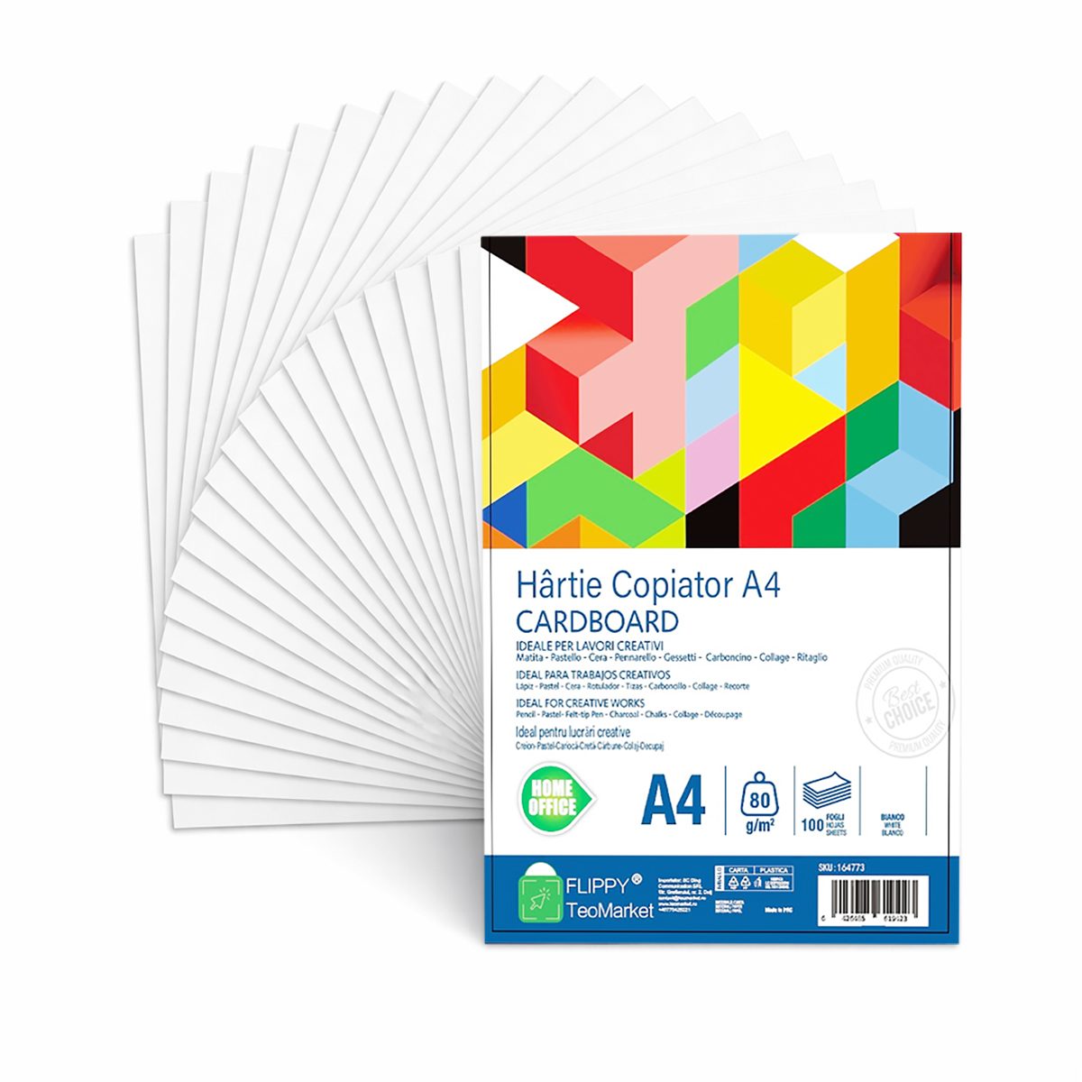Cardboard Hartie Copiator A4, Hartie Multifunctionala pentru Imprimanta Laser si Inkjet, 80 g/mp, 100 Coli/Top, Alb, 210 x 297 mm