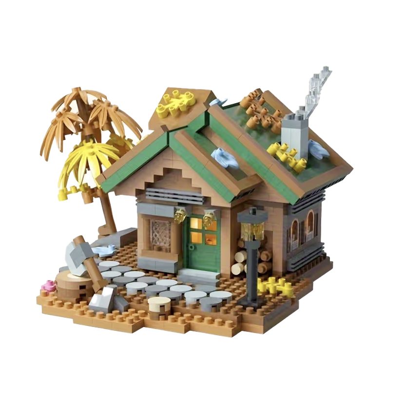 Set Constructie Forest Log Cabin, Model Casuta Din Padure, Jucarie Educativa Si Creativa, Material ABS, 781 Piese, 11.2x9.8x8 cm, Multicolor