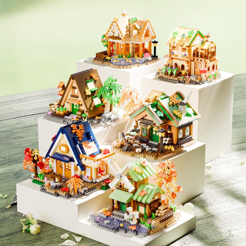 Set Constructie Forest Log Cabin, Model Casuta Calduroasa Arhitecturala, Plastic ABS, 860 Piese, 11.5x10.2x10 cm, Multicolor