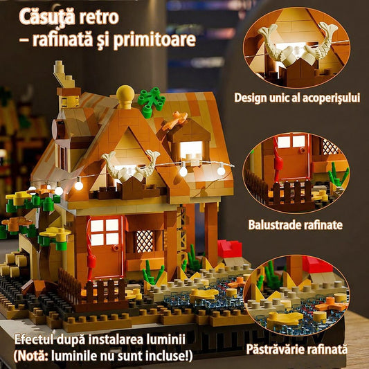 Set Constructie Forest Log Cabin, Model Casuta Calduroasa Arhitecturala, Plastic ABS, 860 Piese, 11.5x10.2x10 cm, Multicolor