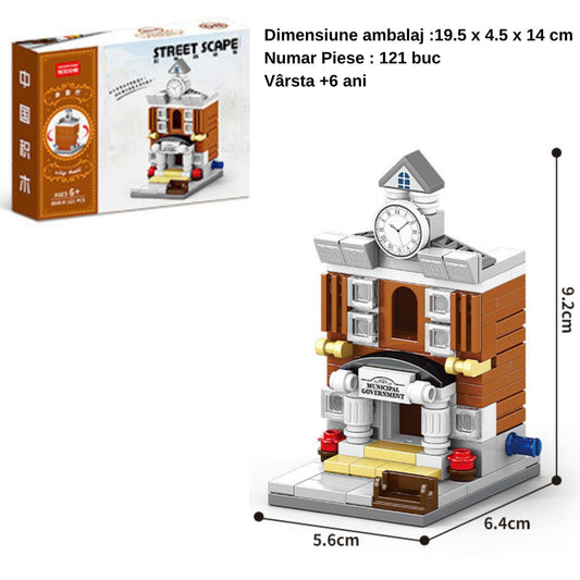 Set de Constructie si Jucarie Educativa STEM, Model 3D Strada Comerciala Europeana, Dezvoltare Creativitate si Logica, plastic, 121 Piese, +6 Ani, 6.4 x 5.6 x 9.2 cm, Maro/Gri