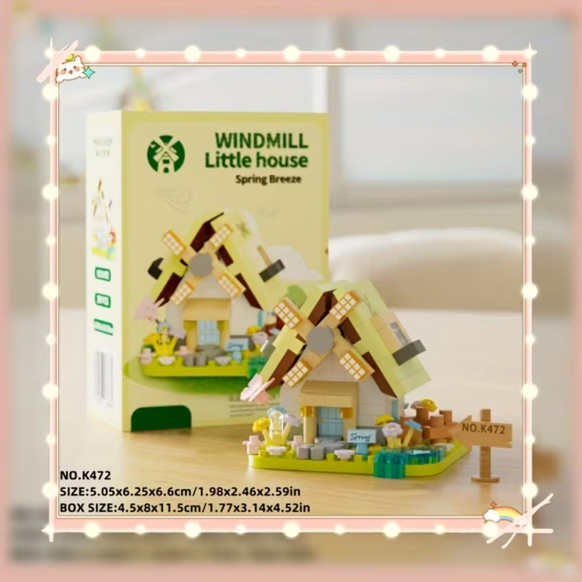 Set de Constructie Moara de Vant, Jucarie Educativa STEM, Model 3D din Micro-Caramizi, Plastic ABS, 289 Piese, 11.5 x 8 x 4.5 cm, Galben, +6 Ani