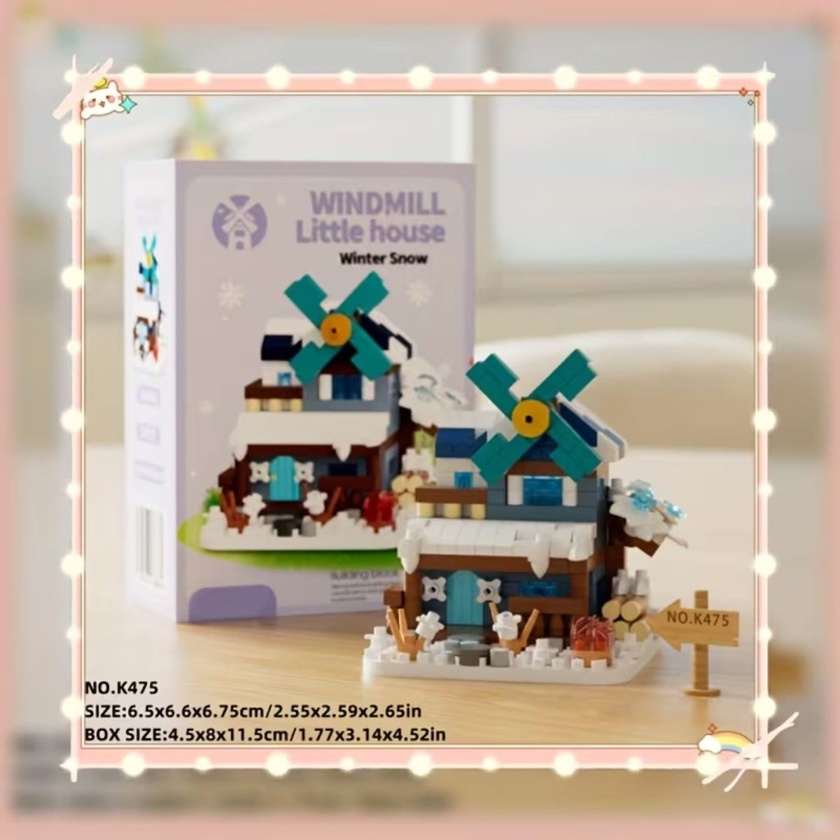 Set de Constructie Moara de Vant, Jucarie Educativa STEM, Model 3D din Micro-Caramizi, Plastic ABS, 311 Piese, +6 Ani, 11.5 x 8 x 4.5 cm, Violet