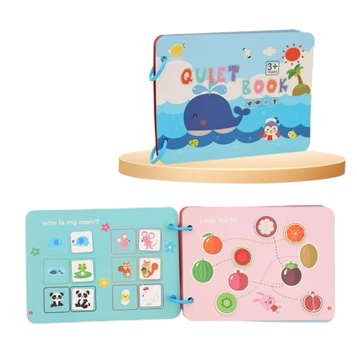 Carte Senzoriala Montessori, Jucarie Educationala Quiet Book, Seria Viata de Zi cu Zi, Pagini Interactive cu Scai Velcro, Carton Rezistent Impermeabil, 10 Pagini, Varsta 3 Ani+, Multicolora