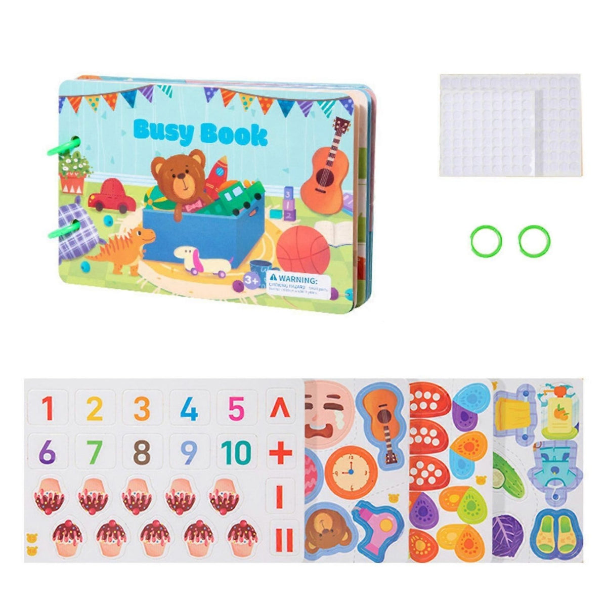 Carte Educationala Busy Book Cognitiv, Joc Montessori cu Stickere Reutilizabile si Activitati Matematice, Carton Plastificat, 10 Pagini, 30.5 x 21.7 cm, Multicolor, 3 Ani+