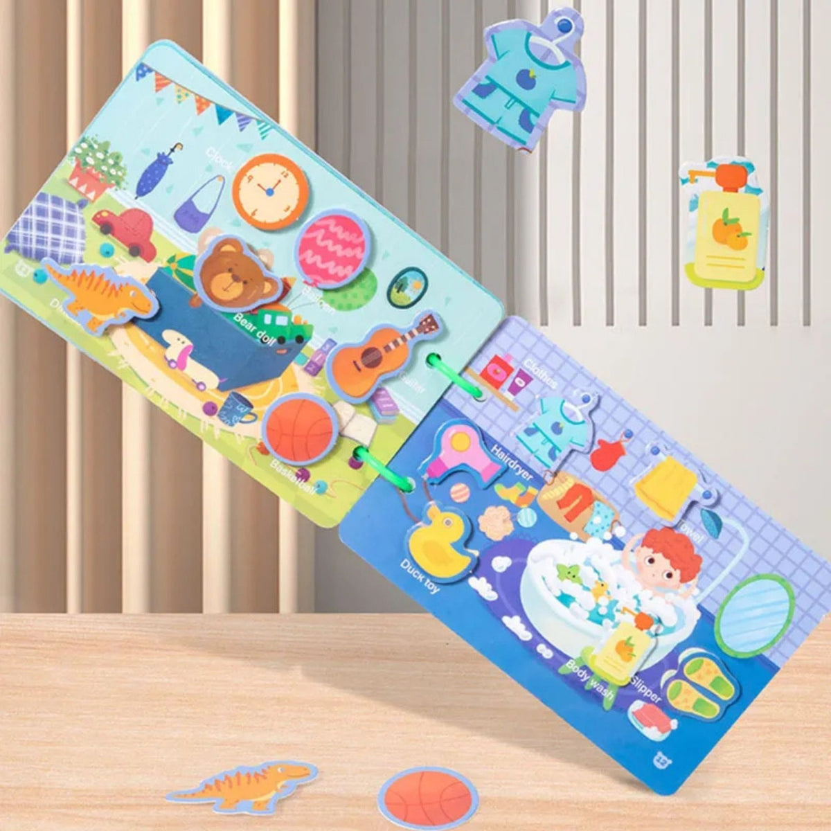 Carte Educationala Busy Book Cognitiv, Joc Montessori cu Stickere Reutilizabile si Activitati Matematice, Carton Plastificat, 10 Pagini, 30.5 x 21.7 cm, Multicolor, 3 Ani+
