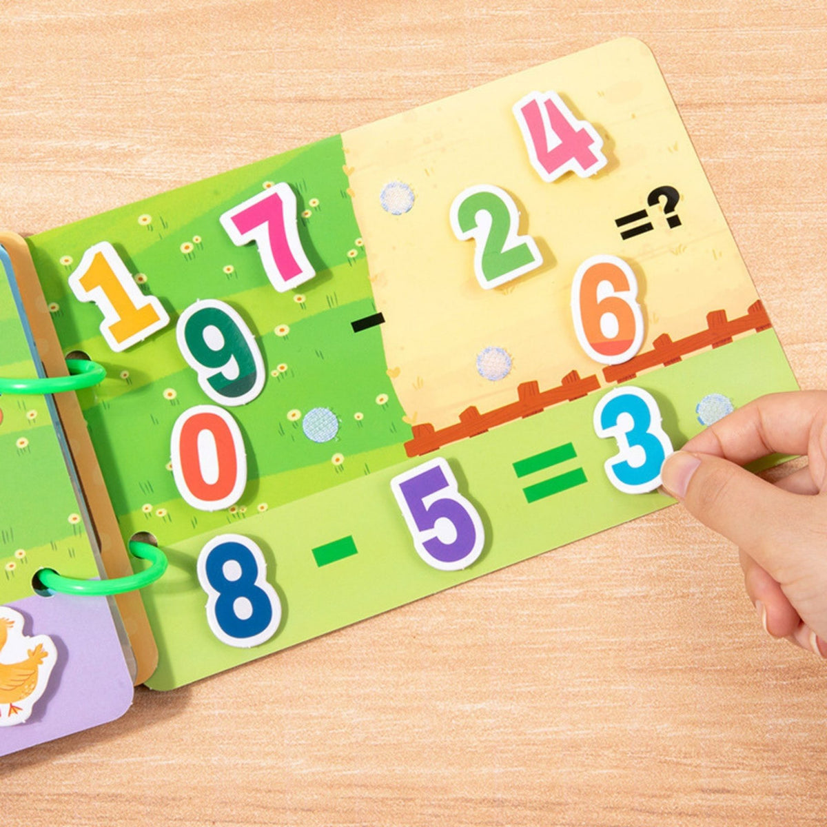 Carte Educationala Busy Book Cognitiv, Joc Montessori cu Stickere Reutilizabile si Activitati Matematice, Carton Plastificat, 10 Pagini, 30.5 x 21.7 cm, Multicolor, 3 Ani+