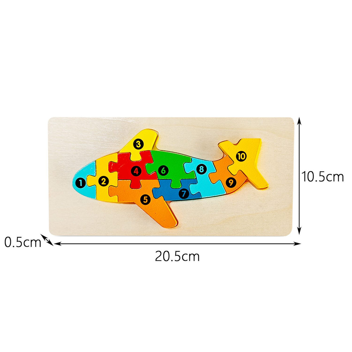 Puzzle din Lemn 3D Montessori, Jucarie Educativa Dezvoltare Motricitate Fina si Logica, Material Ecologic, Model Avion, 11 Piese, 0-3 Ani, Multicolor