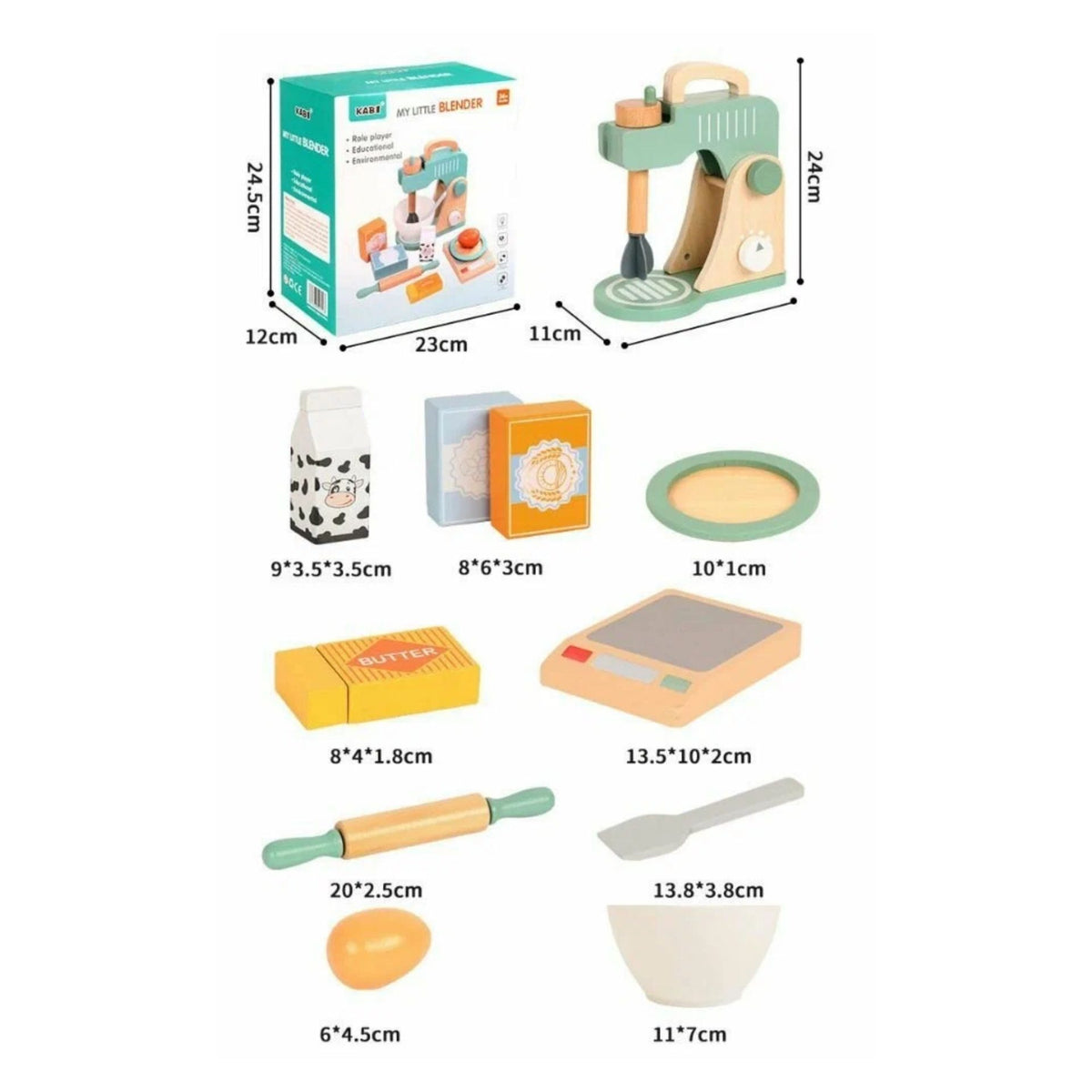 Aparat de Cafea din Lemn, Jucarie Montessori Educativa pentru Joc de Rol, Set Barista Interactiv cu Capsule si Accesorii, Lemn Masiv, 3 ani+, Multicolor, 0.9 kg