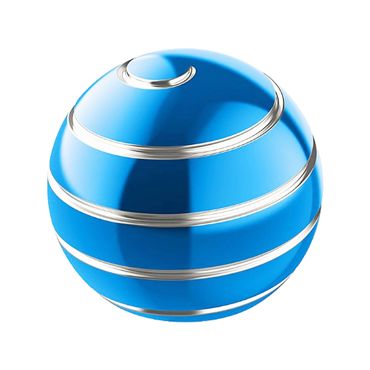 Sfera Fidget Spinner Metalic, Jucarie Antistres Transformabila 2 in 1 cu Rulment Inox, Aliaj Zinc, 40 mm, Albastru cu Linii Argintii