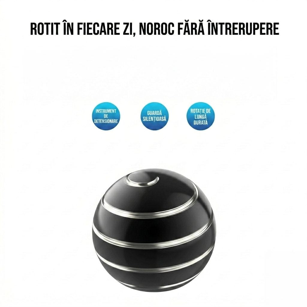 Jucarie Antistres Fidget Spinner Sfera, Rulment Inox pentru Focus si Relaxare, Aliaj Zinc, 40 mm, Negru