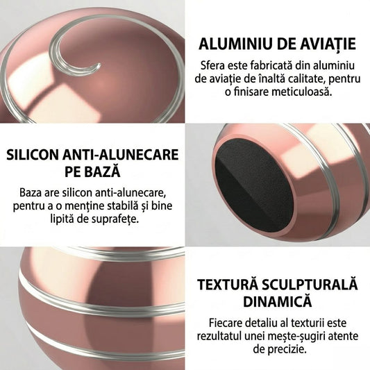 Jucarie Antistres Fidget Spinner Metalic Tip Sfera, Rulment Inox Silentios, Corp din Aliaj Zinc, Diametru 40 mm, Roz Pastel
