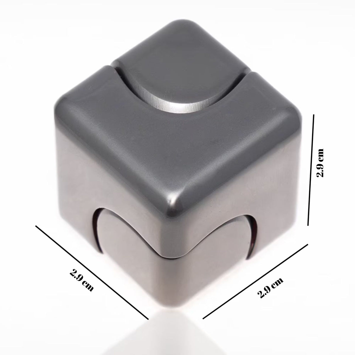 Jucarie Antistres Fidget Spinner, Cub Transformabil 2-in-1 Magnetic, Aliaj Zinc, Rulment Inox, 2.9 x 2.9 cm, Gri Inchis