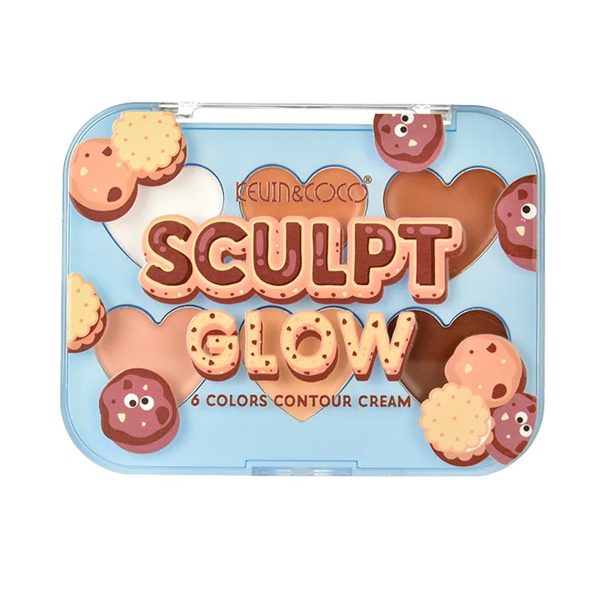 Kevin&Coco, Paleta Machiaj pentru Conturul Fetei, 6 Nuante de Bronz, Textura Crema cu Aspect Satinat, 12 x 9.2 x 1 cm, 72 g, Model 1 Deep Bronze