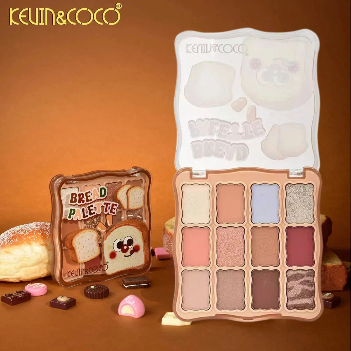 Kevin&Coco, Paleta Farduri de Ochi, 12 Nuante cu Pigmentare Intensa, Finisaj Mat si Shimmer, Textura Catifelata, 82.7 g, Soft Nude
