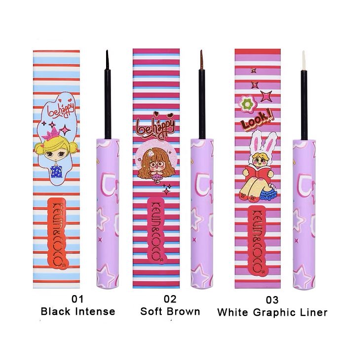 Kevin&Coco Tus Lichid de Ochi, Eyeliner Profesional cu Pensula Fină, Formulă Mată și Hipoalergenică, Rezistent la Transfer, 1.5 ml, Nuanța 2 Maro Închis