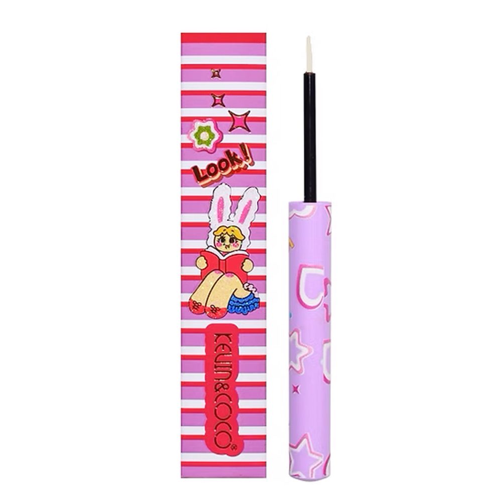 Kevin&Coco, Tus Lichid pentru Ochi, Eyeliner cu Pensula de Precizie, Formula Rezistenta cu Finisaj Mat, Hipoalergenic, 1.5 ml, Nuanta 3, Alb