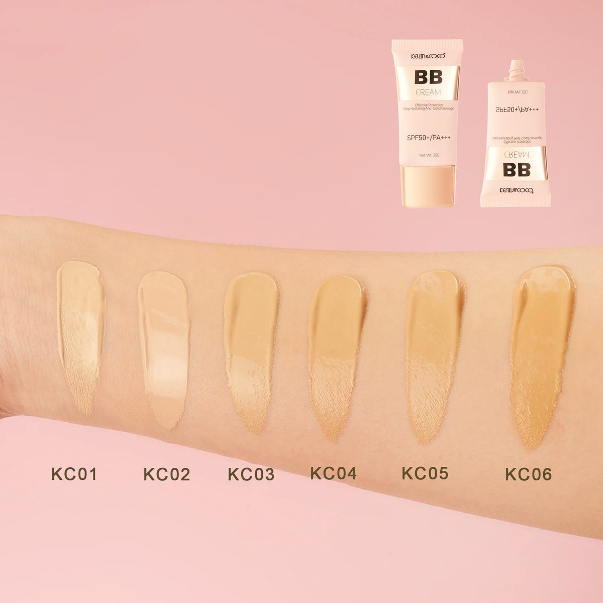 Kevin&Coco Crema BB Radiance-Enhancing, Protectie Solara SPF 50+ PA+++, Acid Hialuronic si Vitamina E, Textura Crema, 25 g, Nuanta KC01 Light Beige