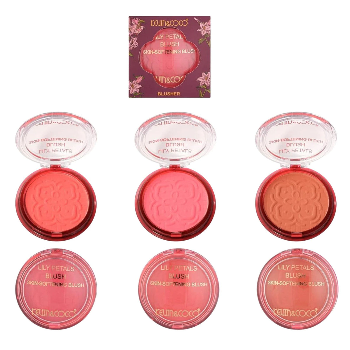 Kevin&Coco Fard de Obraz Lily Petals, Blush Compact cu Textura Fina si Efect Luminos, Pigmentatie Modulabila, Toate Tipurile de Ten, Model Dream, 9.3 g, Roz Pudrat