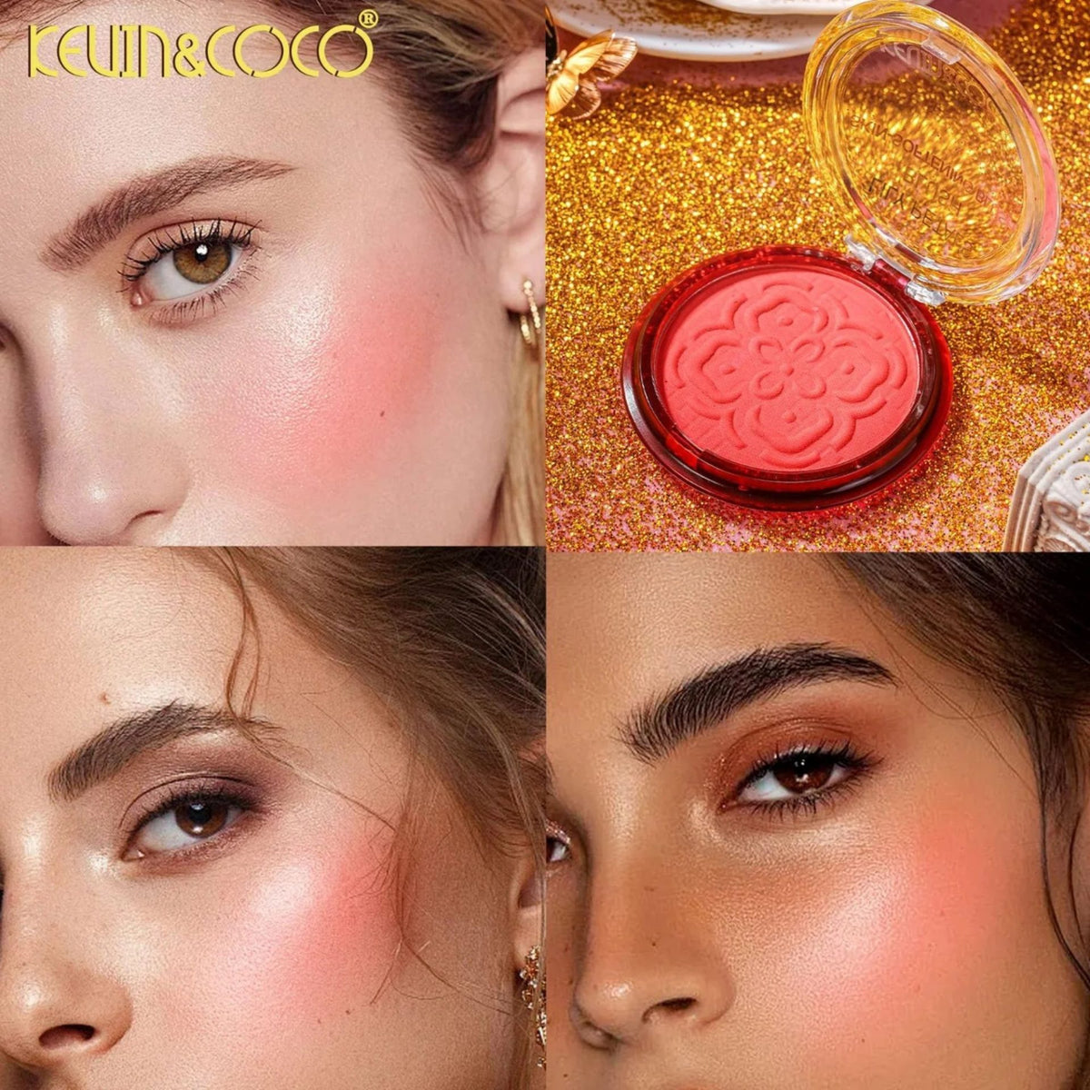 Kevin&Coco Fard de Obraz Lily Petals, Blush Compact cu Textura Fina si Efect Luminos, Pigmentatie Modulabila, Toate Tipurile de Ten, Model Dream, 9.3 g, Roz Pudrat