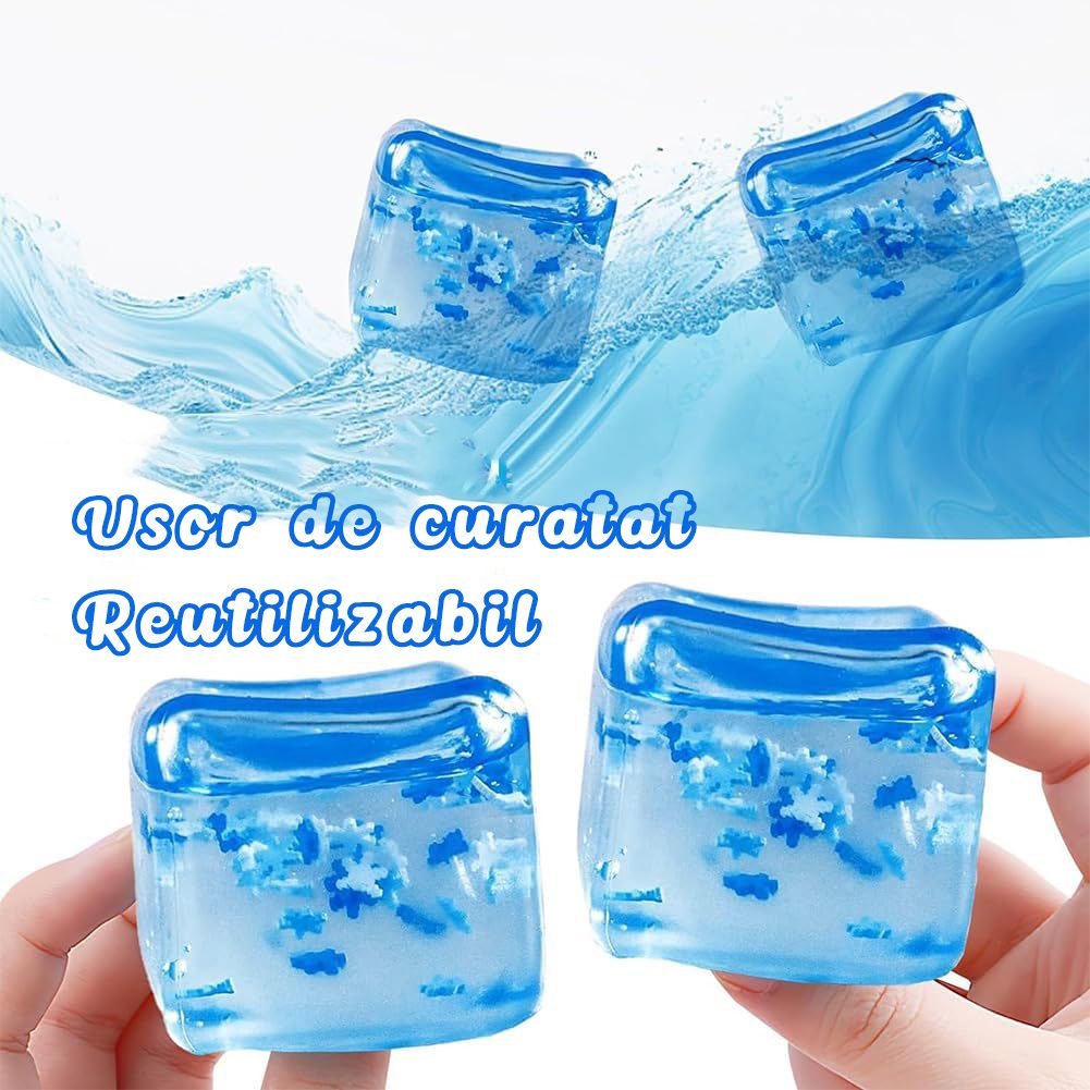 Cub Fidget Antistres, Model 3D Cub de Gheata cu Fulgi, Jucarie Senzoriala cu Revenire Lenta, Termoplastic, 5x5x5 cm, Albastru