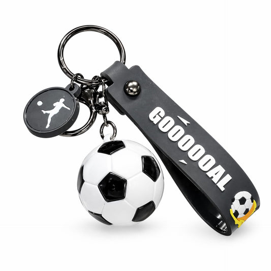 Breloc Chei Model Minge de Fotbal, Accesoriu Sportiv pentru Rucsac si Geanta, Design Cupa Mondiala, Acril, 50 g, Alb/Negru