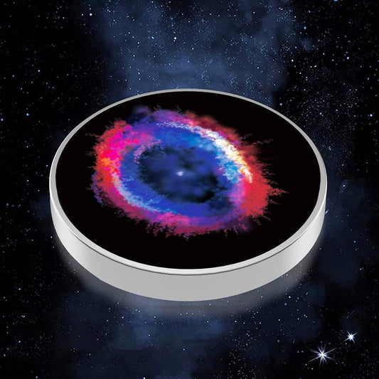 Spinner Giroscopic Metalic, Jucarie Anti-stres cu Efect Optic, Otel Inoxidabil, Model Galaxy in Eridanus, Argintiu, 3.8 x 0.6 cm
