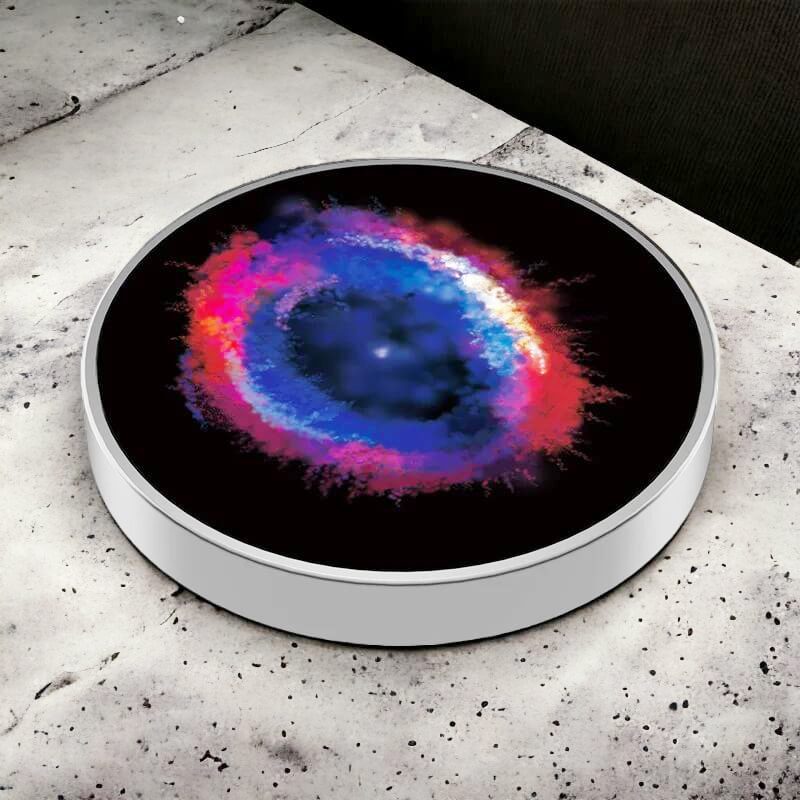 Spinner Giroscopic Metalic, Jucarie Anti-stres cu Efect Optic, Otel Inoxidabil, Model Galaxy in Eridanus, Argintiu, 3.8 x 0.6 cm