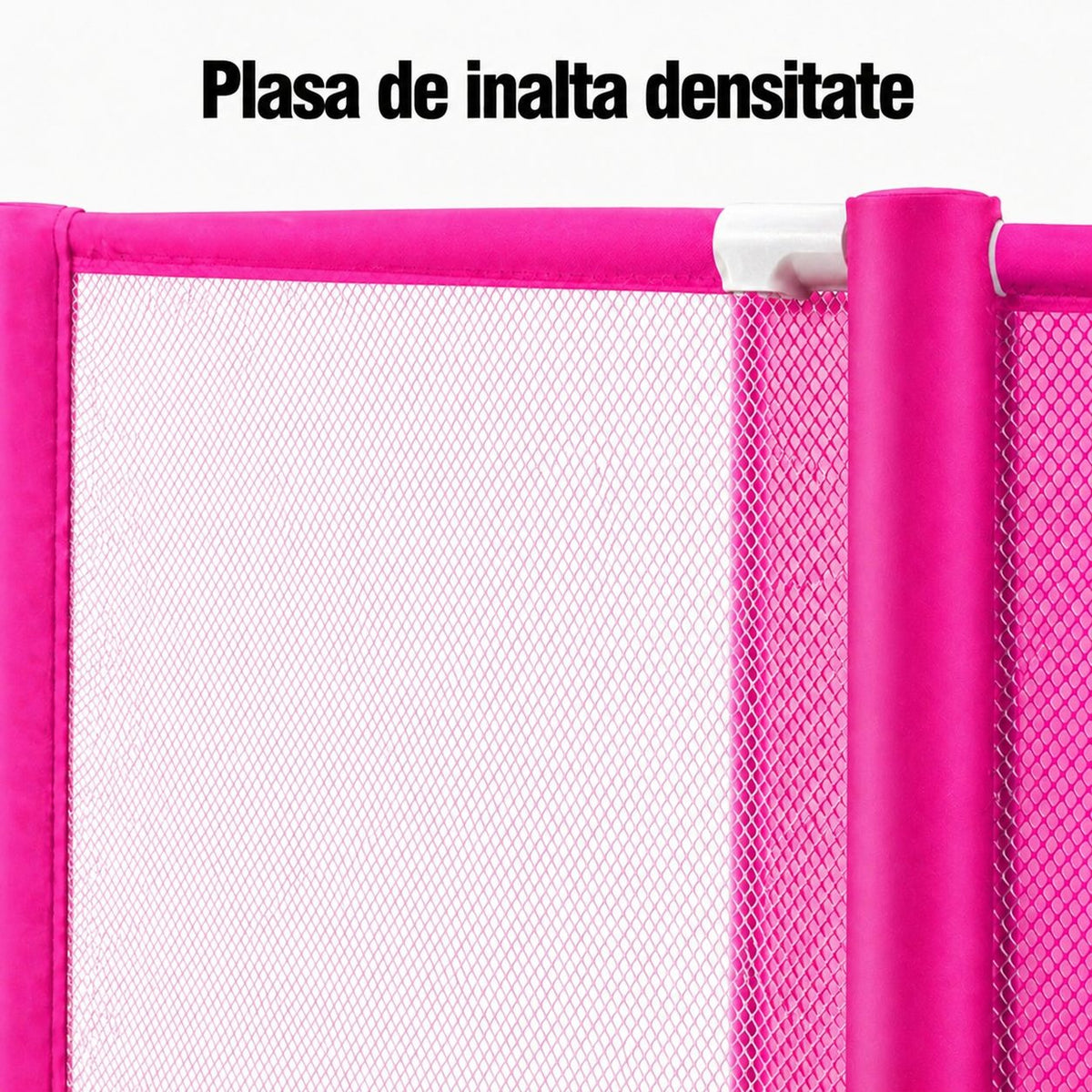 Tarc De Joaca Pentru Copii, Cu Cos De Baschet, Usa Cu Fermoar Si Plasa Laterala, Material Textil, 130x115x65 Cm, Roz Inchis