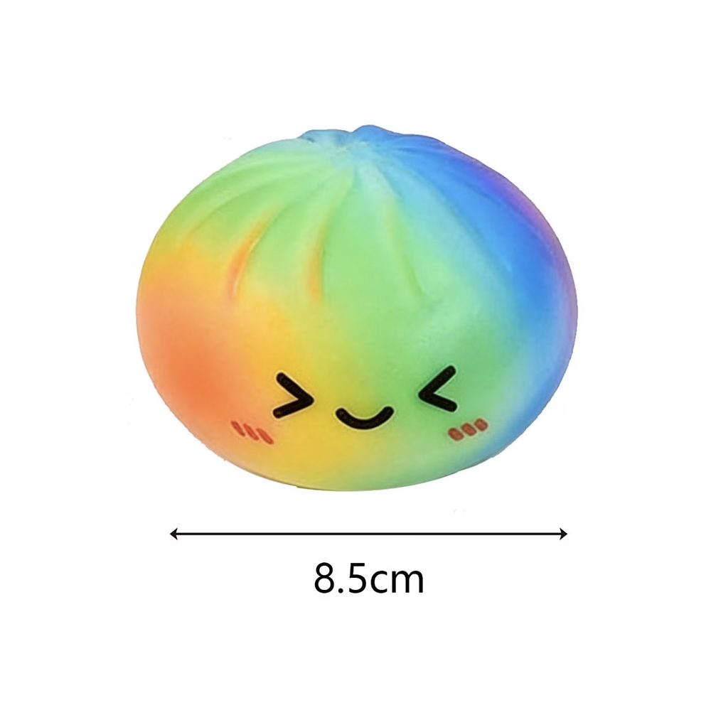 Flampy Jucarie Squishy Antistres, Model Dumpling Interactiv, Silicon Si Plastic, Multicolor Curcubeu, 8.5 cm