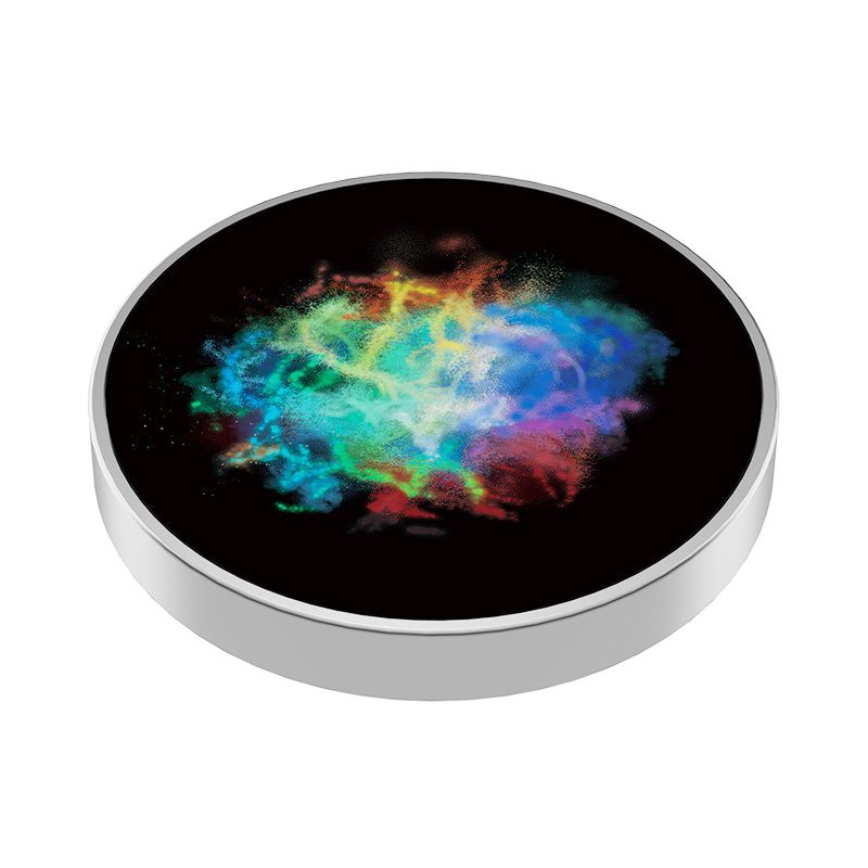 Spinner Giroscopic Metalic Coddington's Nebula, Jucarie Rotativa Anti-stres cu Efect Optic Galaxie, Otel Inoxidabil, Argintiu, 3.8 x 0.6 cm